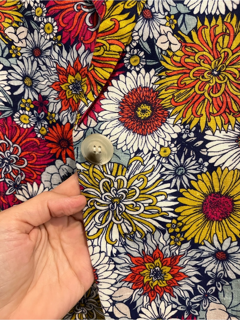Foil Floral Print Blazer Jacket - Red, Yellow & White - Picture 3 of 5